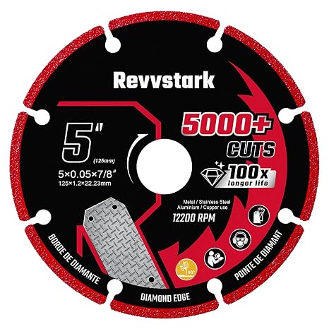 5 Inch Diamond Cutting Wheel with 7/8" Arbor for Metal, Carbide Cutting Wheel, Angle Grinder Cutting Disc, 5000+ Cuts on Rebar, Steel, Iron and INOX