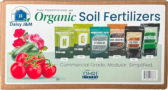Daisy J&M All Purpose Organic Soil Fertilizer Kit - OMRI Listed - 6 Product All-in-One