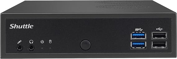 Shuttle XPC Slim DH02U Mini Barebone PC Embedded Intel Kabylake-U Celeron 3865U Processors and NVIDIA GeForce GTX 1050 Graphics No RAM No HDD/SSD No OS Black