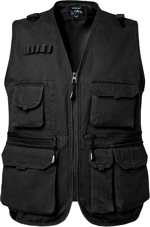 Men's Multi Pocket Fishing Vest Cotton Utility Vest Lightweight Summer Gilet Safari Work Photography Travel Gilet