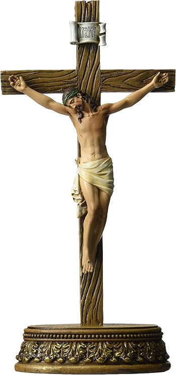 Renaissance Collection 6 x 8.5 Inch Resin Stone Tabletop Corpus Crucifix Cross