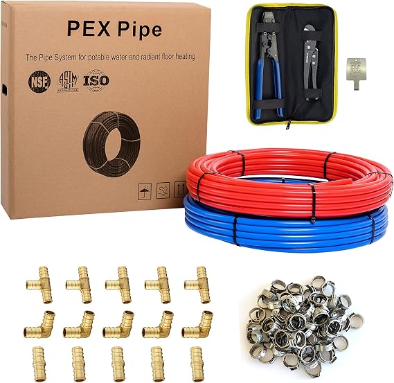 Efield 3/4-Inch 2X100 ft Pex-b Tubing (100 ft Red + 100 ft Blue) Kit