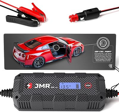 JMR Battery Charger for Nissan GT-R Armada Titan Z 370Z Murano Pathfinder Quest NV 350Z Maxima Frontier Altima All Models Trickle Charger Conditioner Maintainer Add Lithium Mode