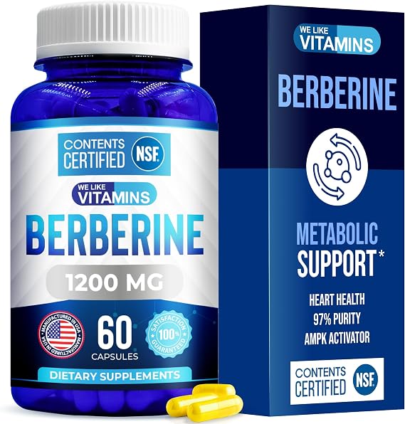NSF Certified Berberine Supplement, 1200mg - 60 Vegetarian Capsules