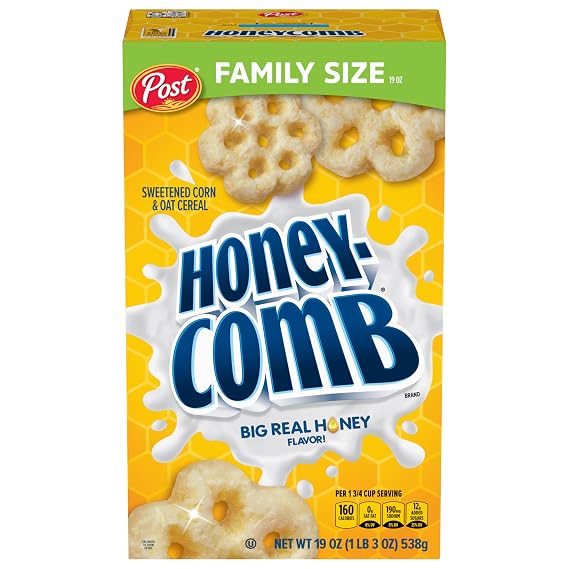 Honeycomb Honey Flavored Sweetened Corn and Oat Breakfast Cereal, 19 oz Box