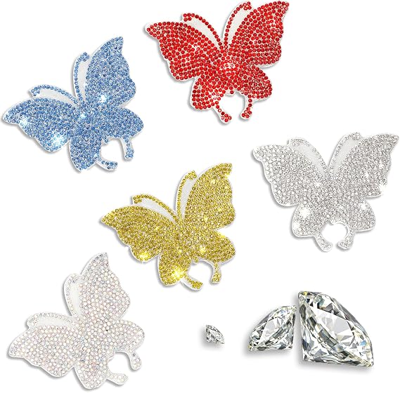 5PCS Butterfly Crystal Car Stickers for Women Bling Rhinestone Crystal Rhinestone Car Sticker Decal Self Adhesive Glitter Rhinestones Decals for Cars