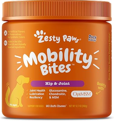 Mobility Bites for Dogs, Hip and Joint, All Ages, Duck, 90 Soft Chews, 12.7 oz 360 g, Zesty Paws Discontinued Listing DO NOT Buy