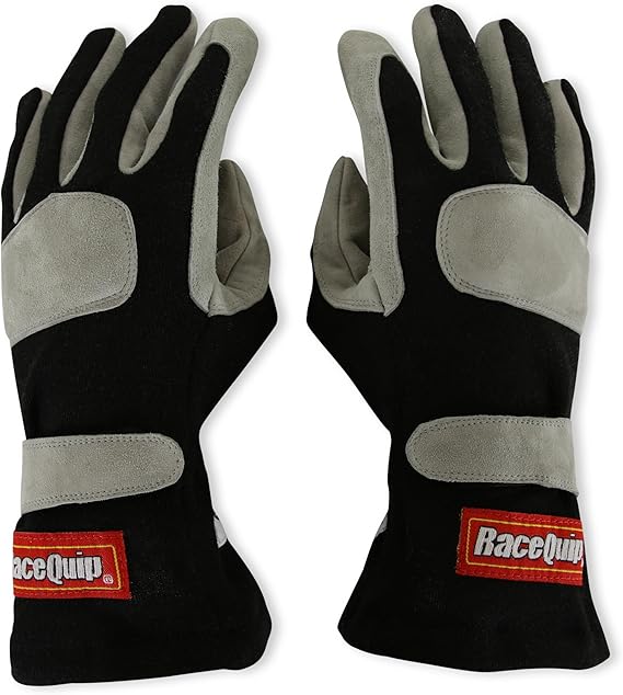 RaceQuip 351003RQP 351 Series Racing Gloves - SFI 3.3/1 - Black/Gray - Medium