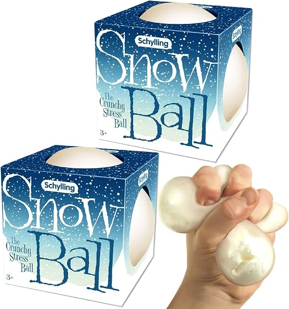 Schylling Snow Ball (NeeDoh) Crunchy, Squishy, Squeezy, Stretchy Stress Balls Gift Set Bundle - 2 Pack