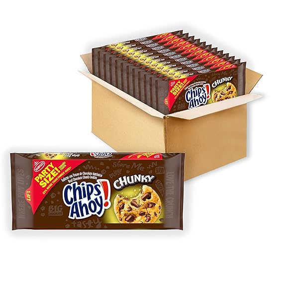 CHIPS AHOY! Chunky Chocolate Chunk Cookies, Party Size, 12-24.75 oz Packs