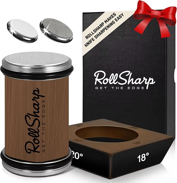 Rolling Knife Sharpener made easy with 2 Diamond Discs & 4 Magnetic Angles 15/18/20/22 for All Kitchen Knife Set, Birthday Gifts for Men & Women