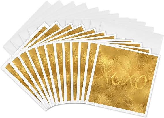 3dRose Greeting Cards - Image of Gold Glitz XOXO - 12 Pack - PS Glam