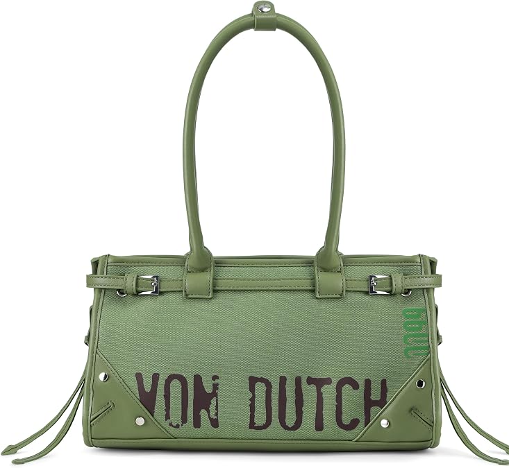 Von Dutch Lane Shoulder Bag | 12.75 Two-Tone Vegan Leather