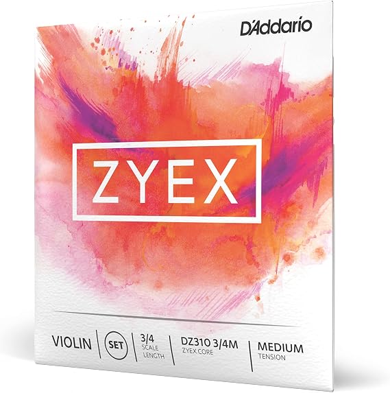 D'Addario Zyex Violin String Set, 3/4 Scale, Medium Tension