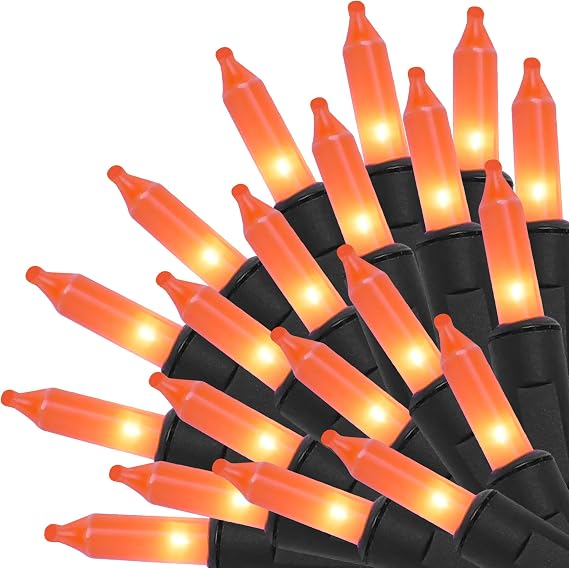 Orange Halloween String Lights, 33FT 150 Count Incandescent Mini Lights | for Halloween Indoor Outdoor, Xmas Tree Patio Holiday Party Home Garden, 120V UL Certified