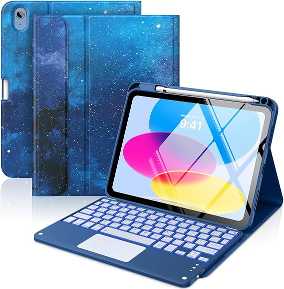 MoKo for iPad (A16) 11th/10th Generation Case with Keyboard, Multi-TrackPad