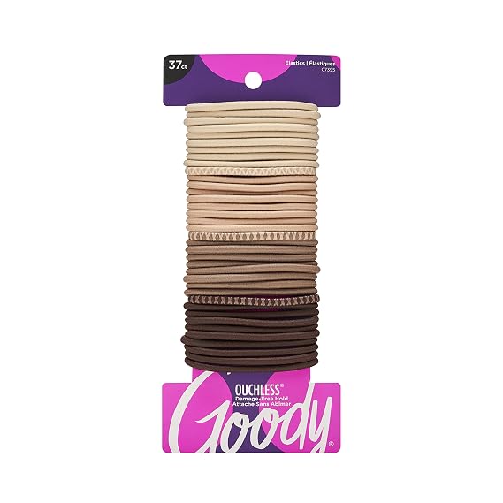 Goody Ouchless Hair Elastics No Pull, No Breakage, Tangle-Free Hold for Thick, Curly, Coily & Textured Hair 37 Count, Blonde, Long-Lasting Ponytail Holders for Women & Men