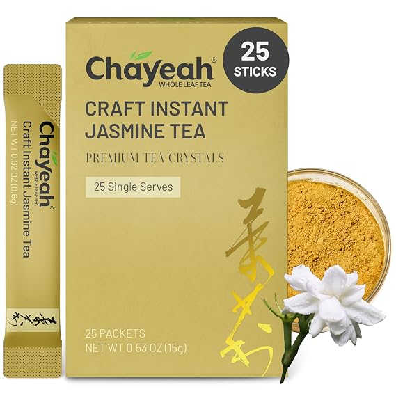 CHAYEAH, Craft Instant Jasmine Green Tea, Quick Brew Tea Crystals, 25 Count