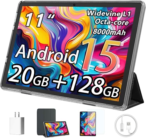Android 15 Tablet 11 Inch, 20GB RAM 128GB ROM 1TB Expandable, 5G/2.4G WiFi6