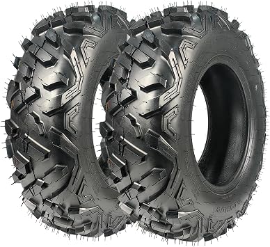Towallmark Set of 2 25x8-12 6PR ATV/UTV Tires All Terrain Tire, Light Mud Tires for Mud, Trail, Sand, Gravel & Street, High Load & Puncture Resistant