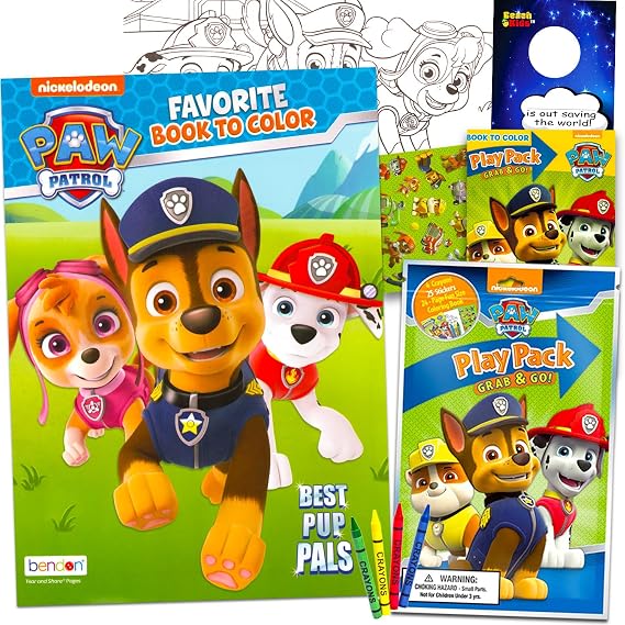 Paw Patrol Coloring Book Set for Kids - Bundle of 32 Page Activity Book, Play Pack, Stickers, More | Paw Patrol Coloring Set for Girls, Boys
