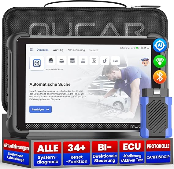 mucar AI-OBD2 Diagnostic Devices 892BT Car Diagnostic Tool with 34 Reset Function  System Diagnostics Car Diagnostic Device for ECU Coding / BI Directional Control Free Lifetime Updates