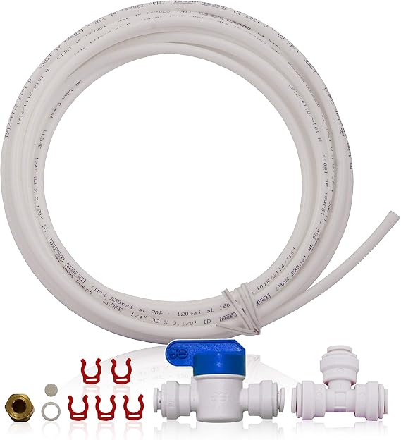 APEC Water Systems ICEMAKER-KIT-RO-1-4 Ice Maker Kit for Reverse Osmosis Systems, Refrigerator & Water Filters | Connects RO System to Fridge for Ultrapure Water, Includes 1/4 in Tubing, Easy Hand Installation