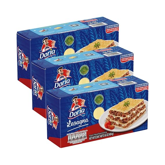 Doria Lasagna, Pasta with Durum Wheat Semolina, 16 oz (3 Pack)