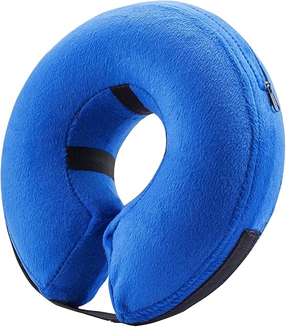 BENCMATE Protective Inflatable Collar for Dogs and Cats - Soft Pet Dog Cone Recovery Collar Does Not Block Vision E-Collar Blue-M