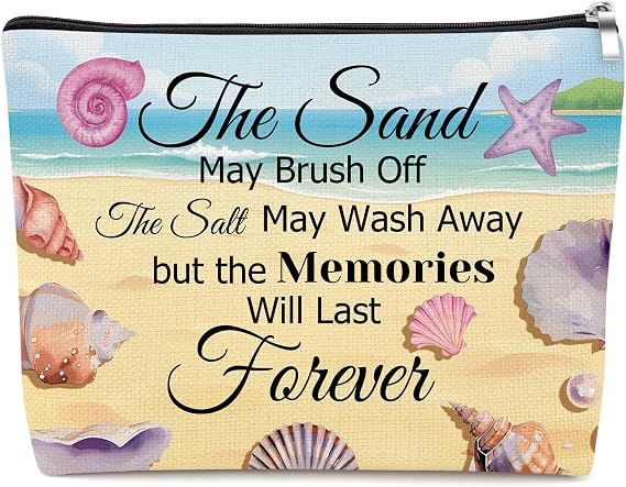 Mxrymvu Summer Beach Makeup Bag Beaches Lover Gift for Women Nurse Sister Mom Bestie Cosmetic Bag Vacation Ocean Beach Themed Gift for Birthday Christmas Graduation Travel Essentials Cruise Bags