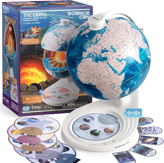 8" Interactive Talking Globe, Bilingual LED Earth STEM Toy for Kids 6+