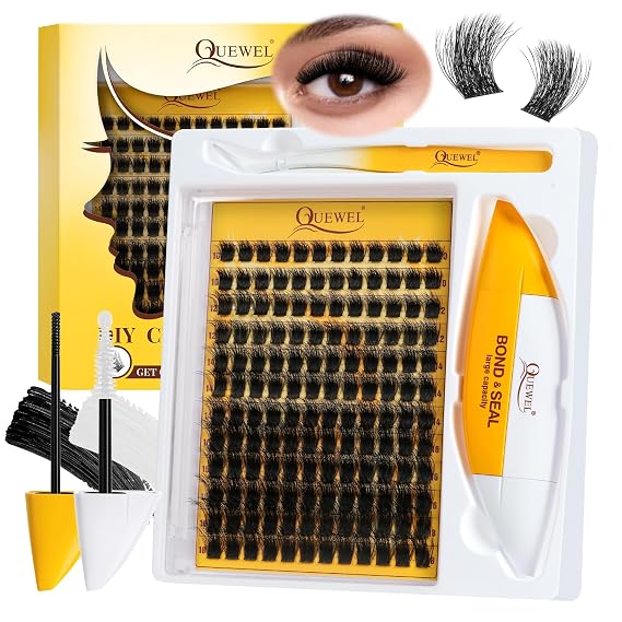 QUEWEL Lash Clusters Kit, Cluster Lashes Kit(3D Honey01-MIX10-18 Kit)