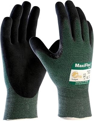 MaxiFlex 6 Pack 34-8743XL Cut Resistant Nitrile Coated Work Gloves with Green Knit Shell and Premium Nitrile Coated Micro-Foam Grip on Palm & Fingers Size XL 6-Pack