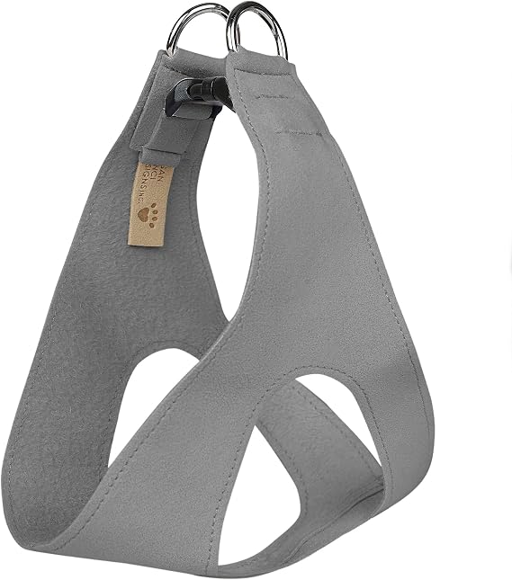 Susan Lanci Designs Premium Ultrasuede Step in Harness for Dog and Pets, Platinum, Large