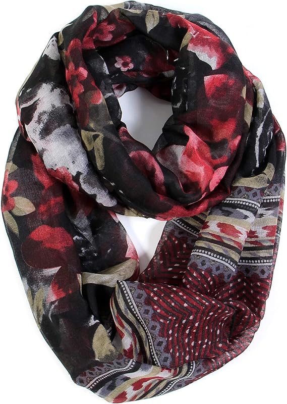Scarfand's Romantic Rose Prints & Floral Patterns Lightweight Infinity Fashion Scarves Wraps
