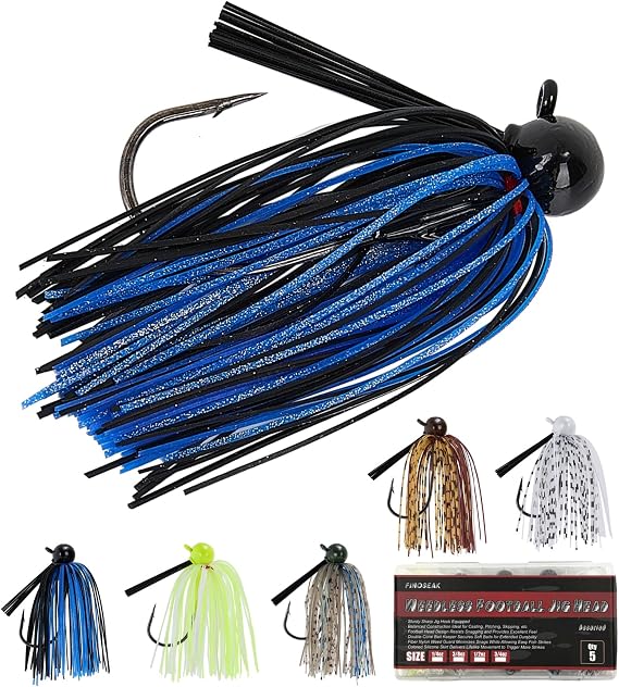 Football Jigs for Bass Fishing, Weedless Jig Head 1/4oz-3/4oz