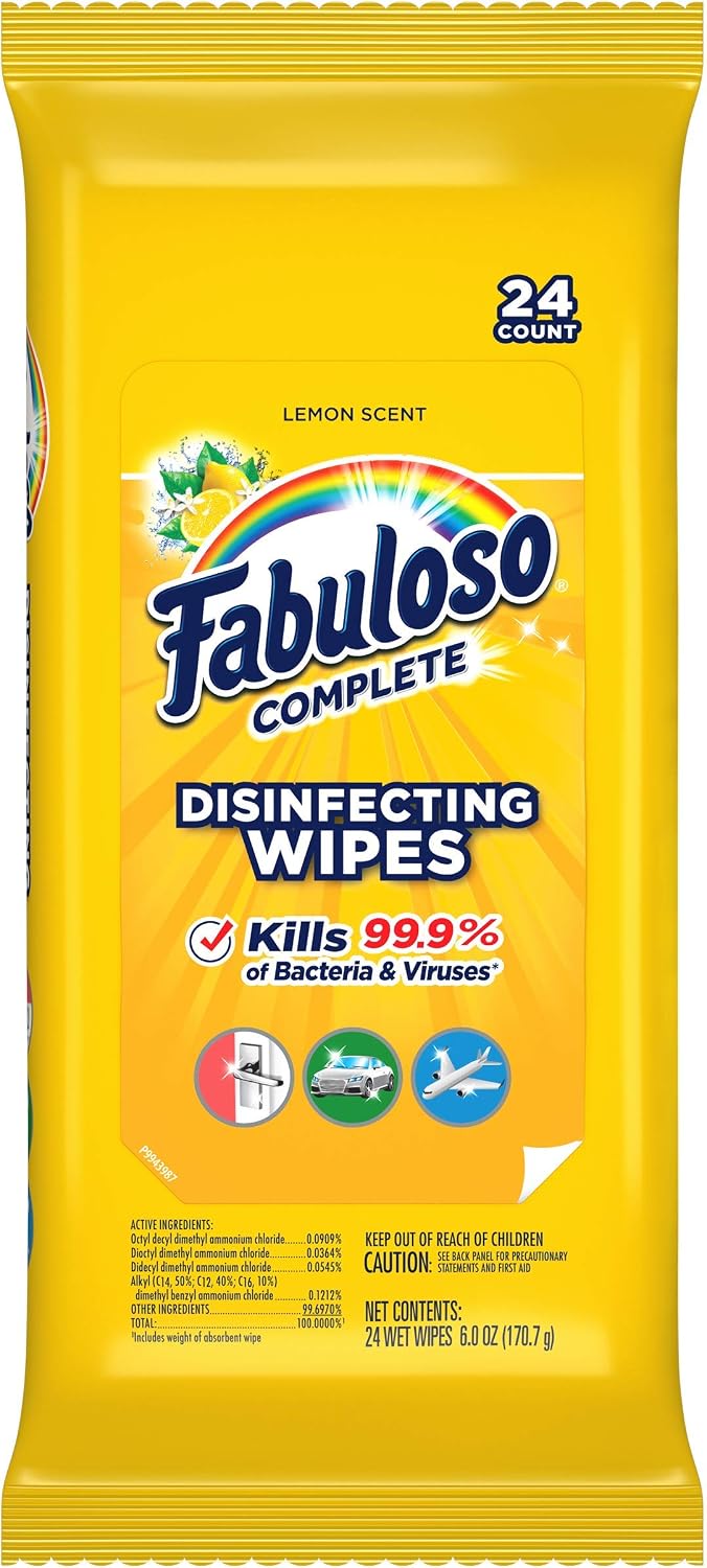 Fabuloso Complete Disinfecting Wipes, Lemon, 24 count
