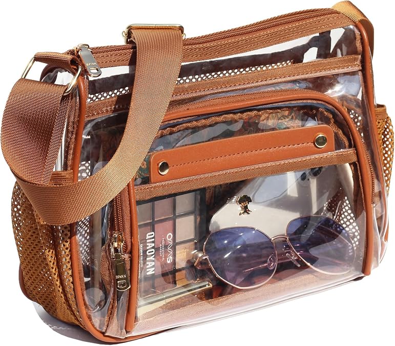 ESVAN Clear Crossbody Bag,Large Shoulder Bag For Stadium Events,Stadium Approved Clear Purses for Women with Adjustable Strap
