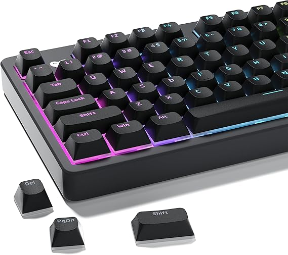 GMKWTL XVX Shine Through Keycaps, Black Semi Translucent Keycap Set, Double Shot PBT Keyboard caps Compatible with Cherry Gateron MX Switches Mechanical Keyboard
