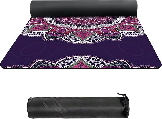nuveti Suede TPE Yoga Mat High Density Non Slip Yoga Mats with Carrying Bag,72"x32" Extra Thick 8MM Exercise & Workout Mat for Yoga, Pilates and Fitness