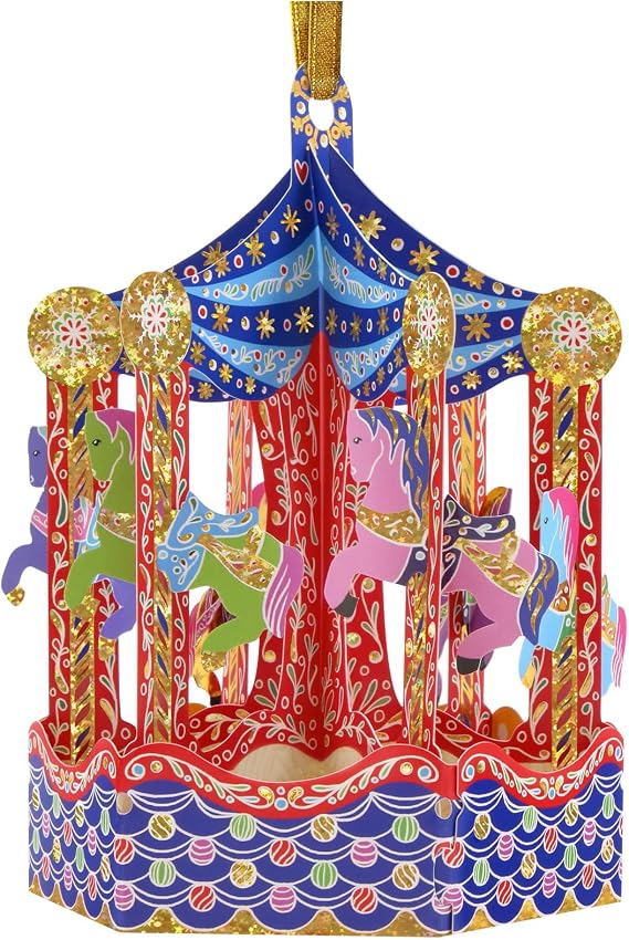 Santoro 3D Paper Pop Up Christmas Hanging Ornament (Carousel)