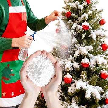 PJT Snow Flocking Powder,2LB Self-Adhesive Fake Snow Flock for Christmas Tree,Instant Artificial Flocking Spray Powder for Winter Xmas Artificial Tree Wreath Garland Crafts Home Display