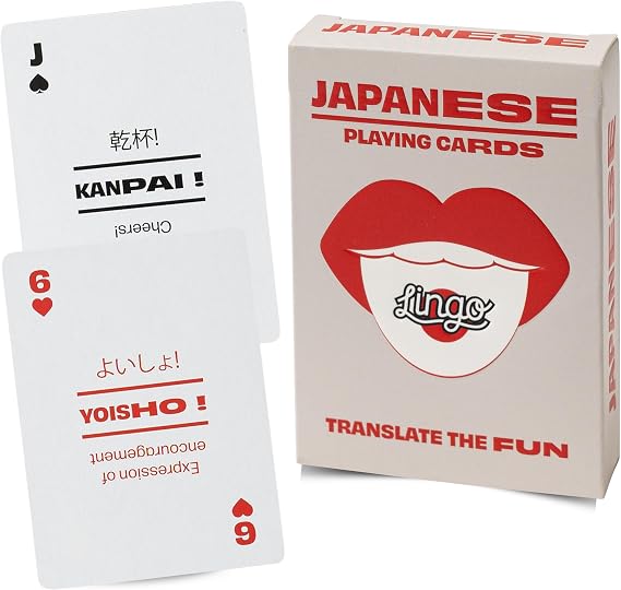 Lingo Japanese Playing Cards | Japanese Culture & Language Learning Flashcards for Adults | 52 Phrases with Pronunciation | Fun Gift for Anime Fans, Families & Travelers