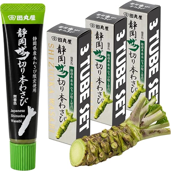 Tamaruya Premium Finely Chopped Wasabi Paste — Real Wasabi From Shizuoka | No Artificial Colors 42g (1.48oz) (Set of 3)