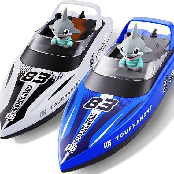 BEZGAR 2 Packs 10 Inch 15 KPH Fast RC Shark Boats for Kids