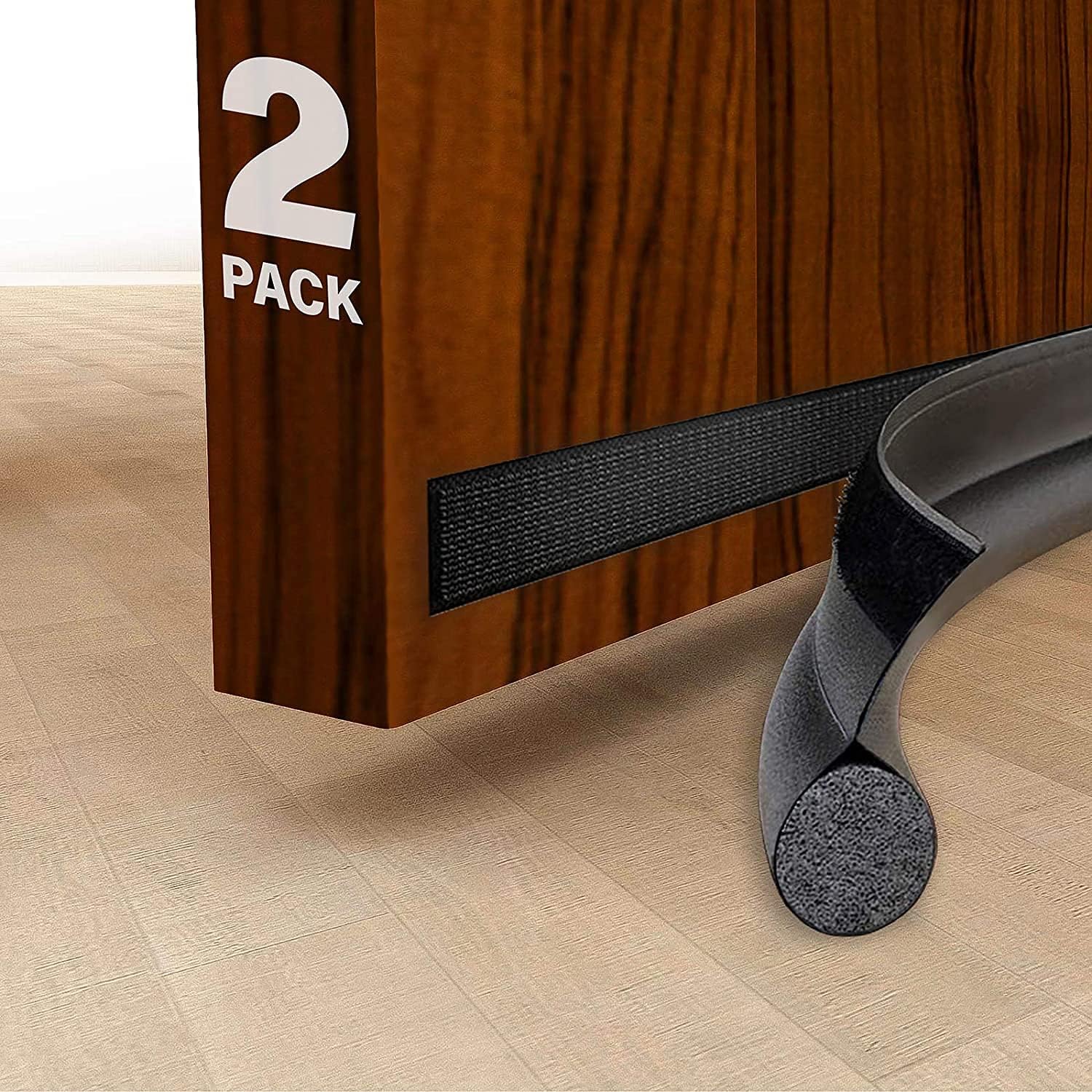 2 Pack One-Sided Door Draft Stopper Leather Under Door Draft Blocker Seal Soundproof for Doors Sweep Weather Stripping Noise Blocker Draft Guard New Upgrade