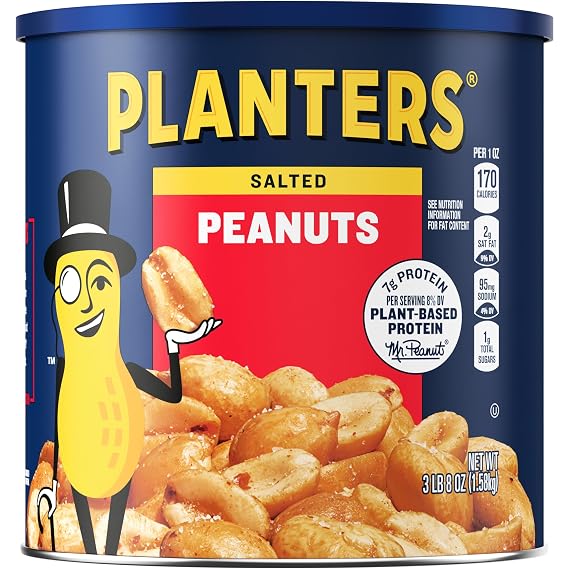 PLANTERS Salted Peanuts, Plant Based Protein Snacks, 56 Oz (1 Ct)