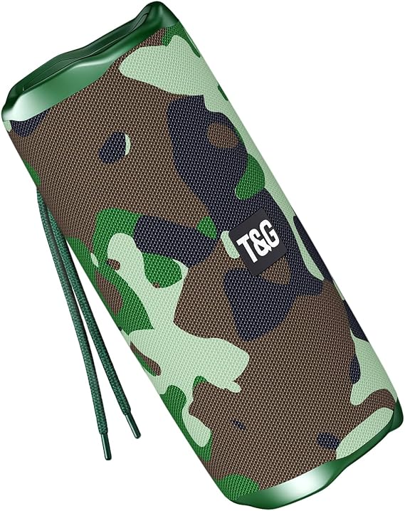 T&G Small Hiking Portable Speaker, 10W Outdoor Boombox with Lanyard, Camo