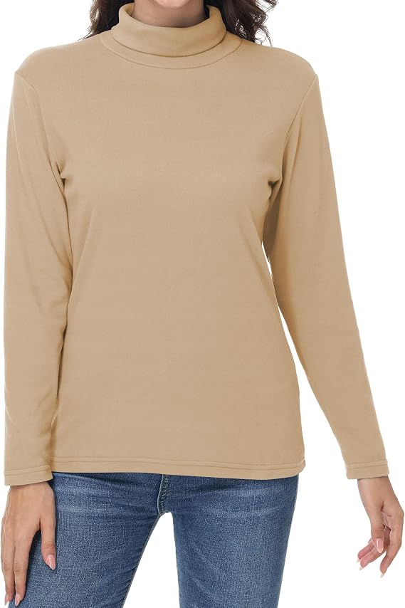Women's Turtleneck Sweaters Long Sleeve Pullover Sweaters Mock Neck Knitted T-Shirt Basic Slim Fit Tee Tops