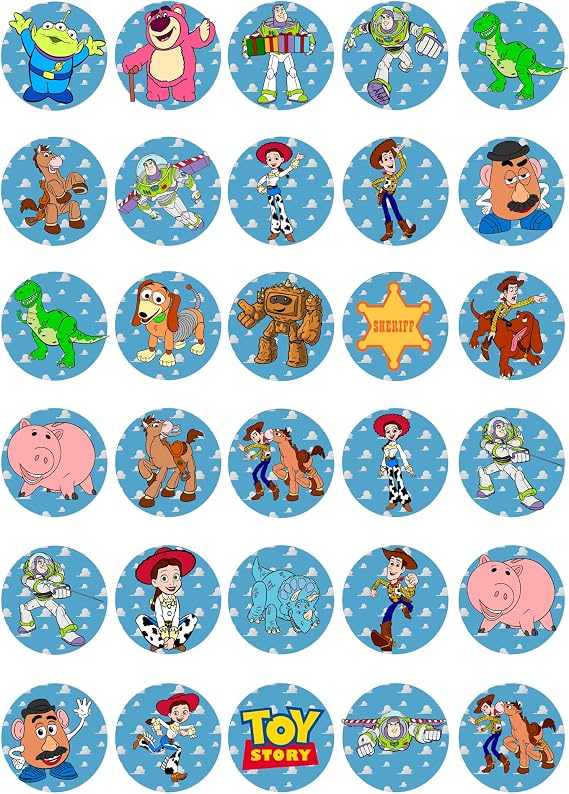 30 x Edible Sugar Cupcake Toppers Classic story Themed Collection of Edible Cake Decorations | Uncut Edible on Sugar Sheet
